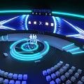 HUMMER Future Vision Event Stage With Round Platform And Blue Lighting 3d model