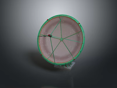 Round Decorative Object With Green Frame Pink Interior And Transparent Stand 3d model