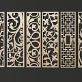 Decorative Room Screens With Intricate Carved Patterns And Various Designs 3d model