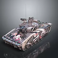 Military Armored Vehicle With Camouflage Paint Multiple Wheels And Weapon System