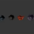 Colorful Liquid Splash Artistic Sculptures in Blue Brown Red Purple on Gray Background