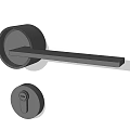 Modern Black Door Handle With Sleek Design And Round Lock Component 3d model