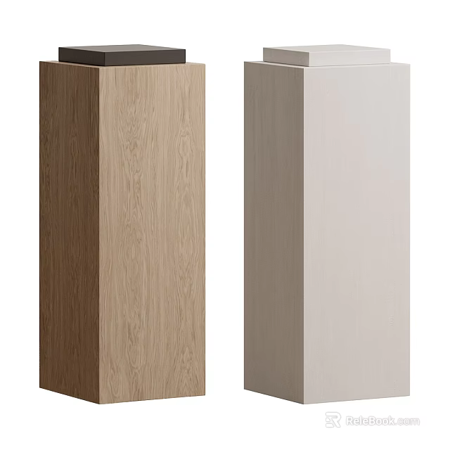 Modern Interior Pillars With Wooden Brown And Light Colored Design Features 3d model