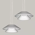 Modern Minimalist White Two Pendant Lights With Double Layer Design Hanging Interior 3d model