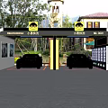 4S Shop Featuring Yellow Mercedes Cars In Repair Service Bays With Building And Trees