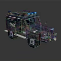 Pixel Art Police Car Model With Blue Lights And Detailed Block Structure