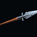Medieval Spear Design With Sharp Metal Spearhead Wooden Shaft And Ornate Metal Accents