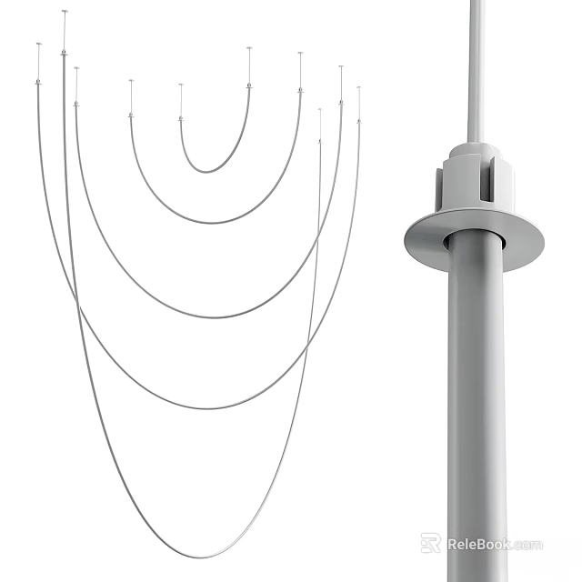 Sleek Modern Chandelier With Hanging Curved Metal Rings For Interior Lighting 3d model 
