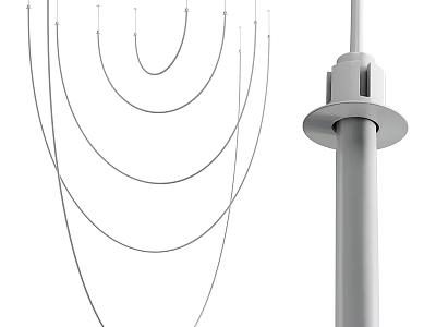 Sleek Modern Chandelier With Hanging Curved Metal Rings For Interior Lighting 3d model