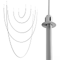 Sleek Modern Chandelier With Hanging Curved Metal Rings For Interior Lighting