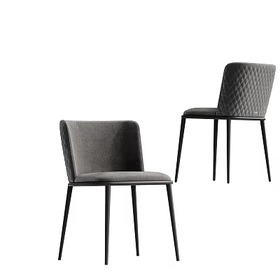 Modern Dining Chairs With Gray Upholstery Black Metal Legs Sleek Design And Ergonomic Backrest 3d model