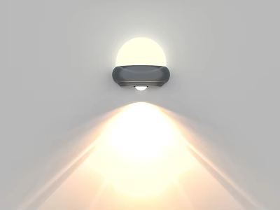 Modern Wall Lamp With Circular Light Shade Mounted On White Wall Warm Light Projection And Glow 3d model