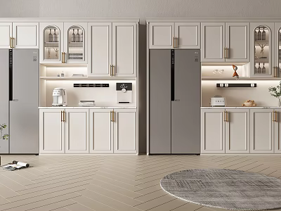 Elegant Modern Wine Cabinet With Glass Doors Metal Handles And Storage Shelves 3d model