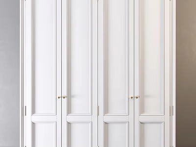 Minimalist White Dresser With Multiple Doors And Brass Handles For Home Decor 3d model