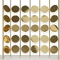 Golden Decorative Partition With Circular Elements In Grid Arrangement Design 3d model