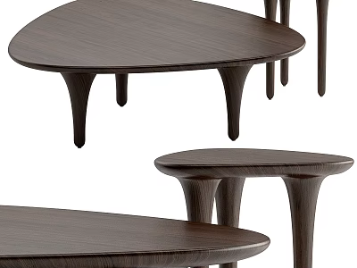 Modern Walnut Wood Dining Table With Unique Leg Design And Multiple Views 3d model