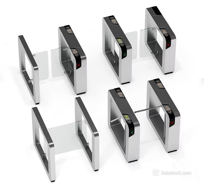 Public Facilities Modern Turnstiles With Metal And Glass For Pedestrian Access Control 3d model 