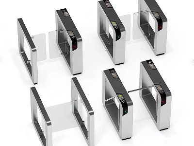Public Facilities Modern Turnstiles With Metal And Glass For Pedestrian Access Control 3d model