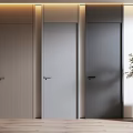 Modern Minimalist Interior Design With Three Hinged Doors In Wooden Grain Finishes
