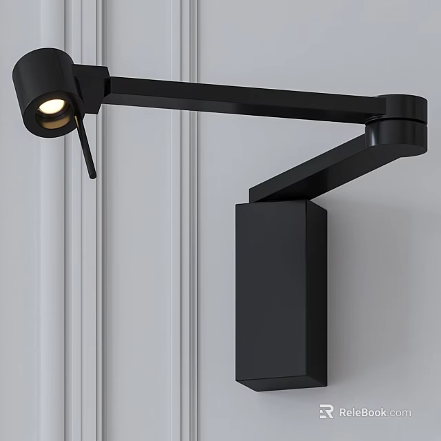 Modern Black Wall Lamp With Adjustable Arm And Illuminated Wall Mount Design 3d model
