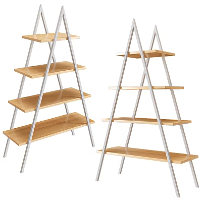 Ladder Style Shelving Units With Wooden Shelves And Metal Frames For Home Storage 3d model