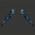 Blue Ornate Armored Gauntlets With Detailed Fantasy Design And Shiny Surface