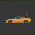 Yellow Sports Car With Scissor Doors Modern Design And Black Stripes