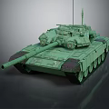 Green Military Combat Tank Vehicle With Long Cannon Tracks And Antenna