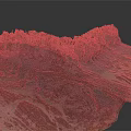 Garden Landscape With Undulating Terrain Green Vegetation And Pink Gray Textured Ground