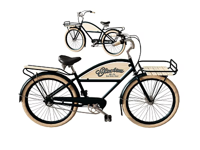 Vintage Style Bicycle With Classic Design Front Basket And Beige Accent Tires 3d model
