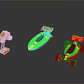 Colorful Green Yellow Red Toy Racing Cars With Rear Wings And Remote Control
