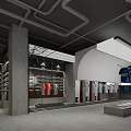 Adidas Clothing Store Industrial Style Gray Ceiling With Colorful Apparel Shoe Racks And Display Tables