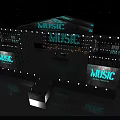 Music Concert Stage With Colorful Lights LED Screens And Light Beams