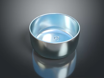 Sleek Modern Silver Round Wash Basin With Smooth Surface And Reflection 3d model