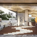 Modern Outdoor Space Stone And Wood Staircase With Illuminated Ceiling And Surrounding Trees