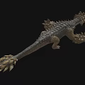 Mythical Fantasy Beast Game Character With Spiked Back Armored Scales And Claws