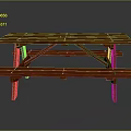 Sturdy Wooden Outdoor Picnic Table With Attached Bench And Classic Design
