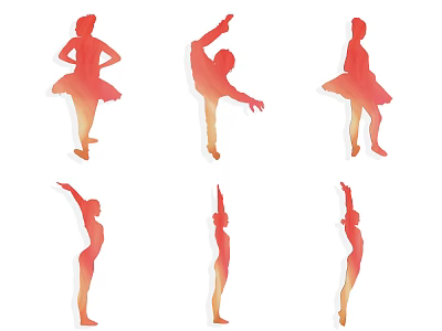 Yoga Sports Fitness Woman Dance Dance Exercise Wall Decorative Elements Icon Silhouette Figure Posture Action Black and White Silhouette 3d model
