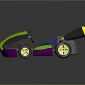 Colorful Toy Kart With Green Body Purple Base Blue Seat And Yellow Details