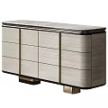 Elegant Luxury Marble Top Entry Side Cabinet With Gold Metal Accents And Ample Storage Drawers
