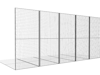 Modern Grid Panel Room Divider With Metal Frame And Open Design 3d model