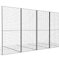 Modern Grid Panel Room Divider With Metal Frame And Open Design 3d model