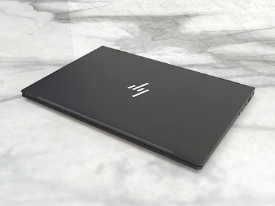 HP Black Closed Laptop With Sleek Modern Design On Marble Surface 3d model