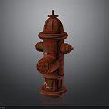 Vintage Red Fire Hydrant with Classic Design in Urban Scene Setting