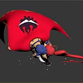 Game And Movie Characters Blue Hair Male With Red Cape And Pink Haired Female
