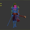 Mythical Game Movie Character With Red Hair Ornate Armor Hammer And Sword Red Cape
