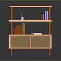 Practical Wooden Bookshelf With Multiple Shelves Cabinet Doors Books And Pencil Holder