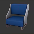 Modern Blue Upholstered Leisure Chair With Comfortable Seat And Silver Metal Frame