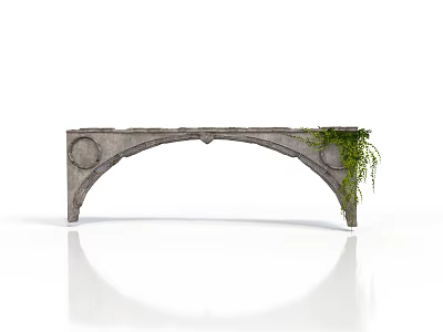 Stone Arch Architectural Design With Green Vines And Decorative Details 3d model