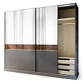 Elegant Modern Chest of Drawers With Double Doors Wood Grain Metal Strips And Open Shelves